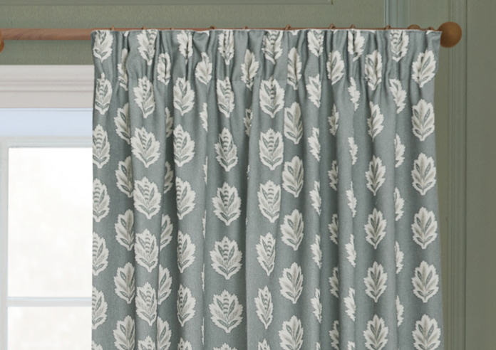 Sessile Leaf Pencil Pleat, Delph Blue - Ready Made Curtains - Image 9